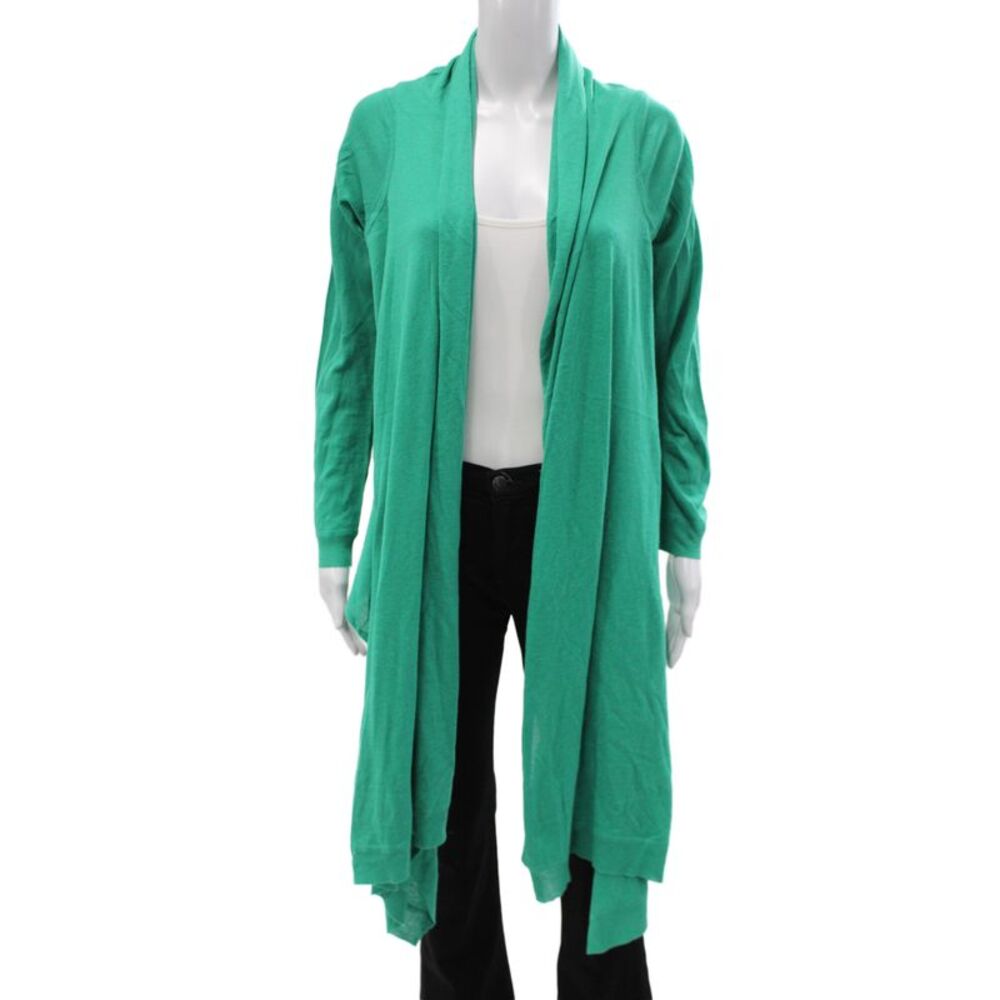 DKNY Womens Cardigan V-Neck Green Silk Long Sleeve Size M